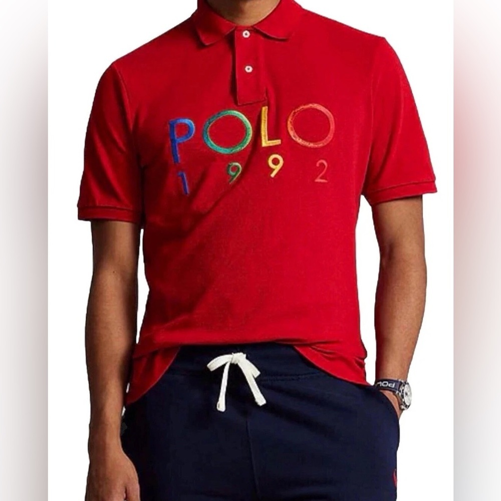 NEW Big & Tall Mens POLO RALPH LAUREN Red “Polo 1992” Mesh Polo Shirt $138